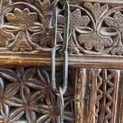 Afghanistan XIXth century wedding chest entirely hand-carved with floral decorations.