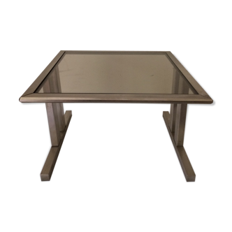 Table basse années 70 verre et métal