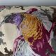 XL floral linen canvas bolster cushion from the 1950s.