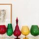 Large Empoli red blown glass carafe / Genie Bottle