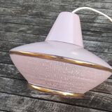 Vintage pink glass pendant light in Space Age style