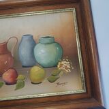 Still life painting frame signed vintage