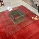 Designer coffee table in metal and glass top (120x120cm)