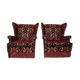 Mid-Century armchairs in damask red velvet, Italy, 50s, set of 2