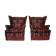 Mid-Century armchairs in damask red velvet, Italy, 50s, set of 2