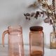 Vintage pink glass grocery jar