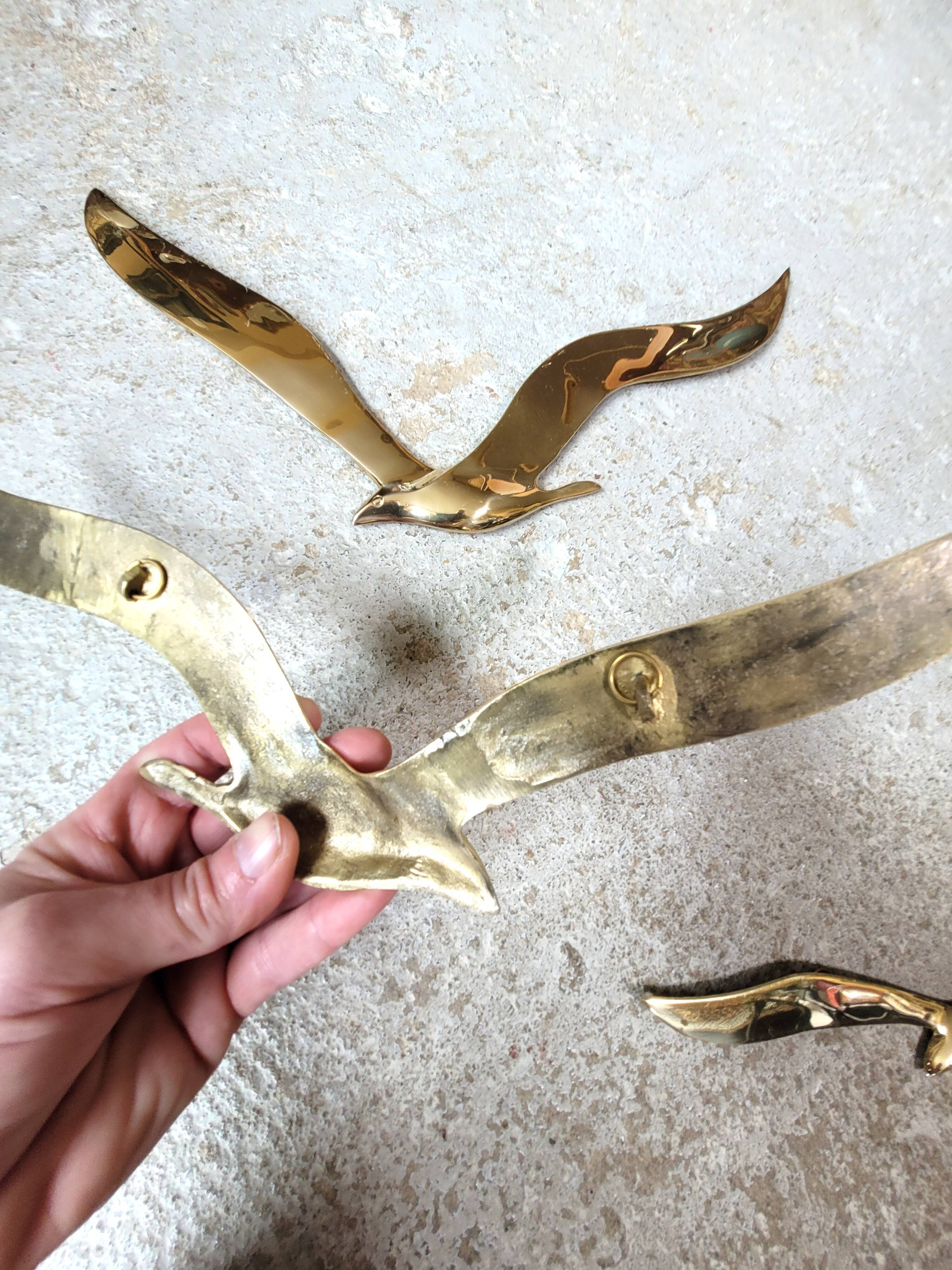 Envolée de 3 mouettes ou hirondelles laiton