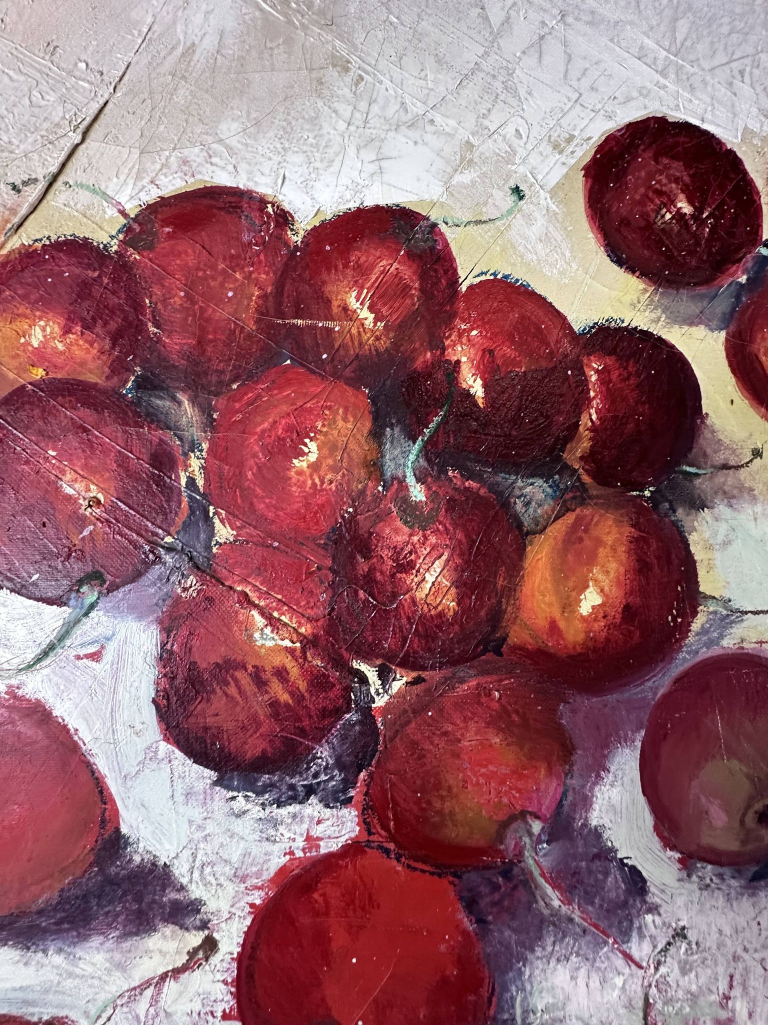 Oil painting on canvas "the cherries" signed g. mourlon