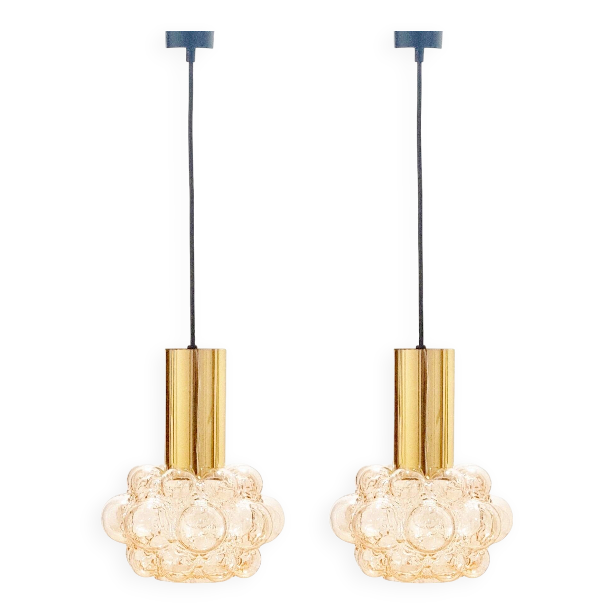 Mid-Century Modern Amber Bubble Glass Ceiling Light by Helena Tynell for Limburg, Germany, 1960s