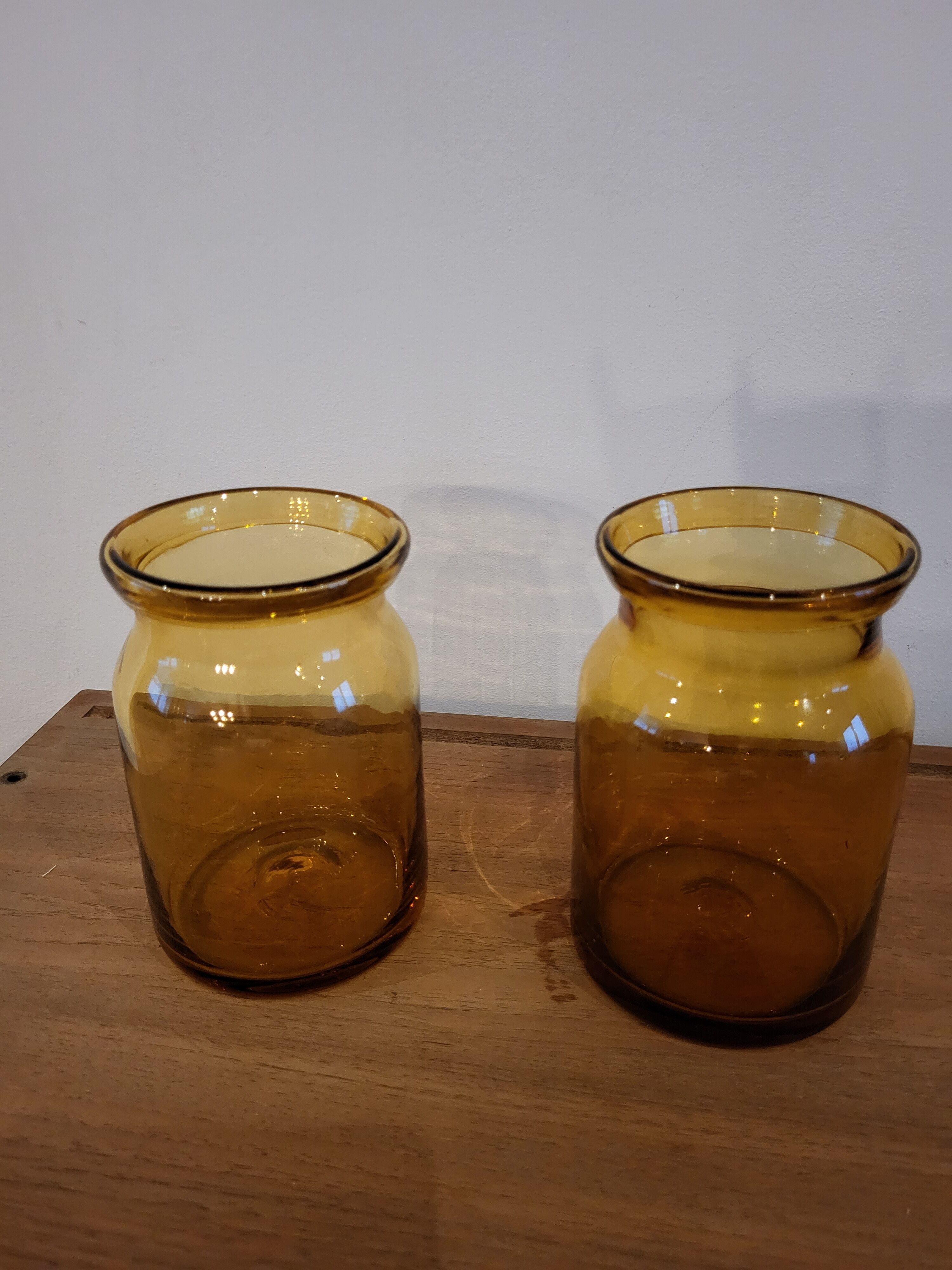 Amber glass vases