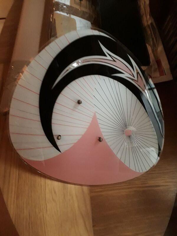 Suspension palette plafonnier rose et noir design 1950/70