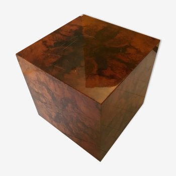 Cube table d'appoint bout de canapé table de chevet en loupe d'orme
