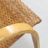 Rare Lounge Chair in Cane and Wood, 1960s