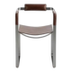 Armchair, old silver steel and dark brown leather, contemporary style.