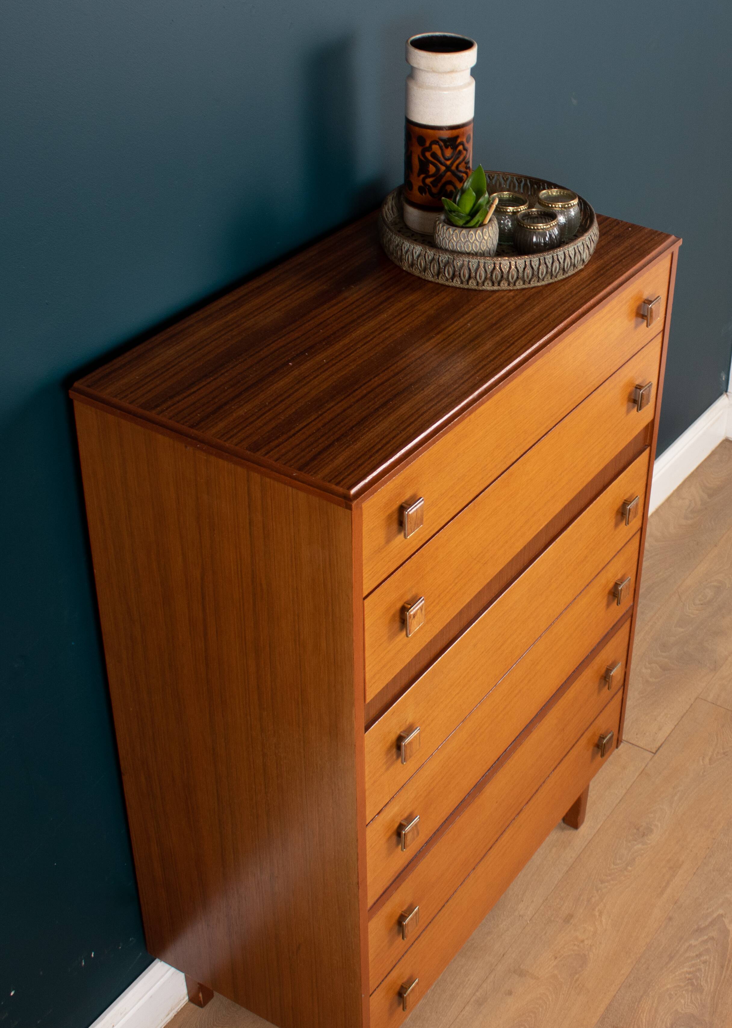 Retro 1960s teak & afromosia tall chest of drawers by homeworthy