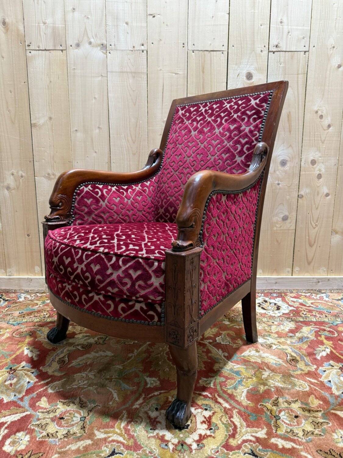 Fauteuil - Bergère époque Empire en acajou