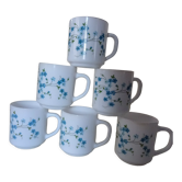 6 mugs veronica blue flowers arcopal