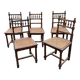 Set of 5 Henri II style chairs – turned wood and cane