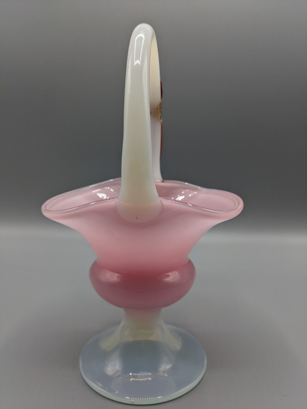 opaline basket, candy pink from Cristaleria La Toscana - H: 20cm