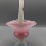 opaline basket, candy pink from Cristaleria La Toscana - H: 20cm