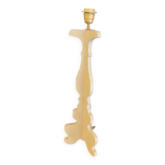 Pied de lampe en bois forme tripode couleur taupe style baroque