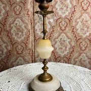 Beautiful candlestick in alabaster and gilded brass bronze