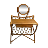 Rattan dressing table with vintage mirror