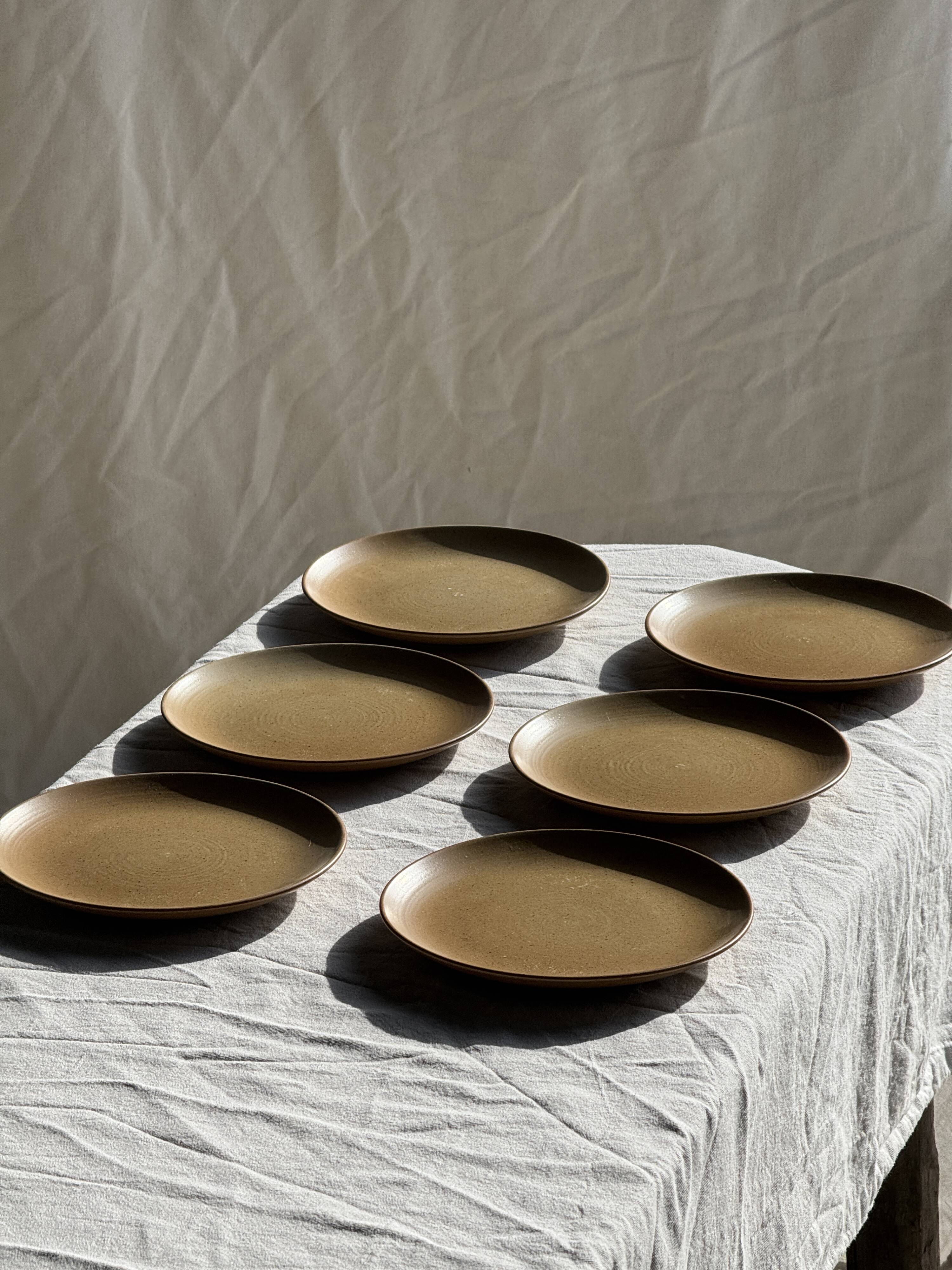 Set of 6 dessert plates in stoneware Village France D20