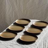 Set of 6 dessert plates in stoneware Village France D20