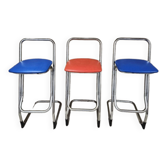 Set of 3 vintage bar stools 1970"