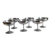 6 vintage stainless steel ice cream or dessert bowls by Letang Rémy, 1970, in good condition.