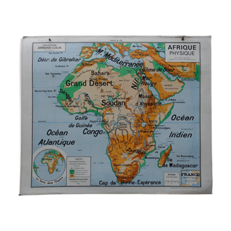 Old school map vidal lablache physical and political africa n°16