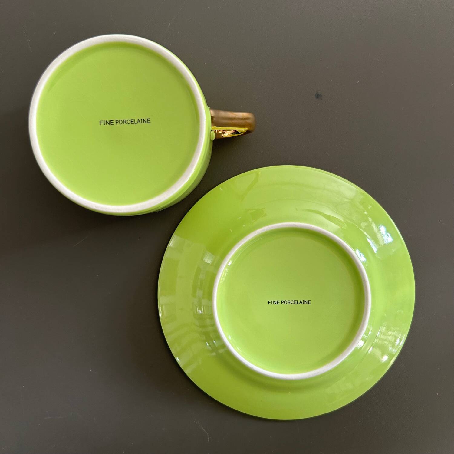 Lime green cup and saucer