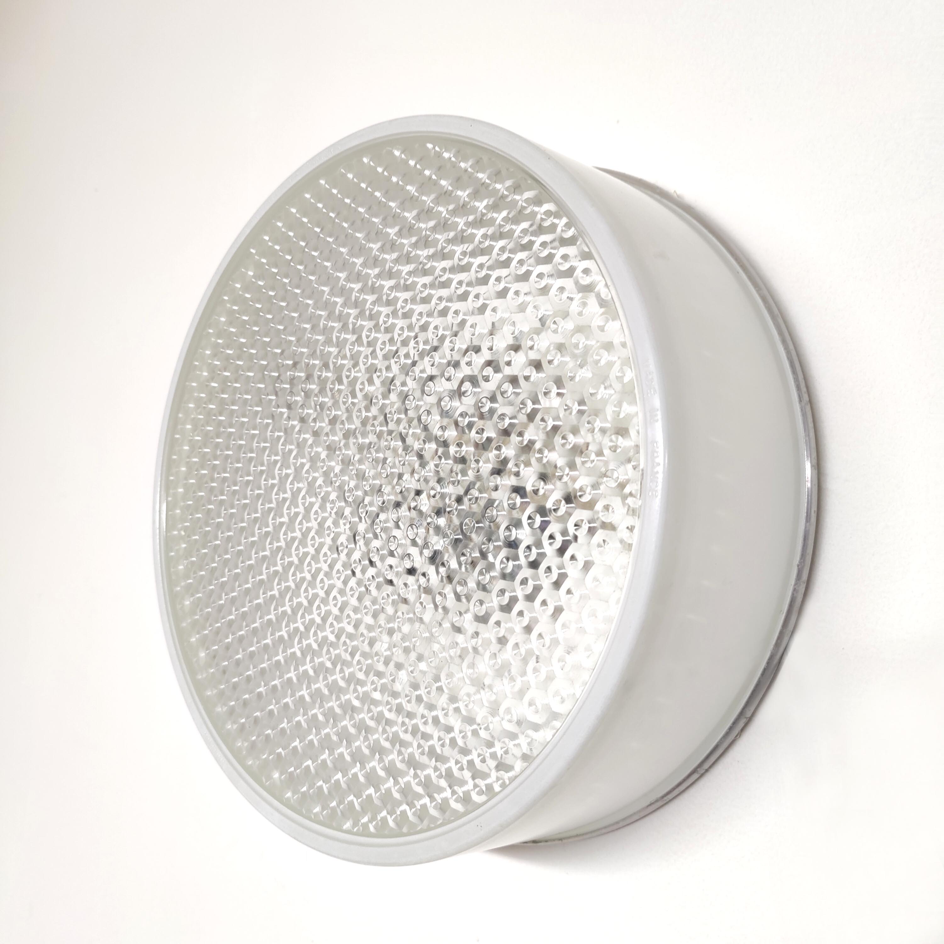 Ceiling lamp or wall lamp Holophane white opaline glass 1970 diameter 35cm