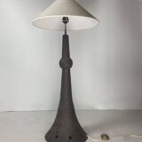 Brutalist Wabi Sabi Dutch Bouclé Shade aand Ceramic Floor Lamp, 1960s