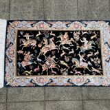 Tapis en soie Indo-Persan scène de chasse