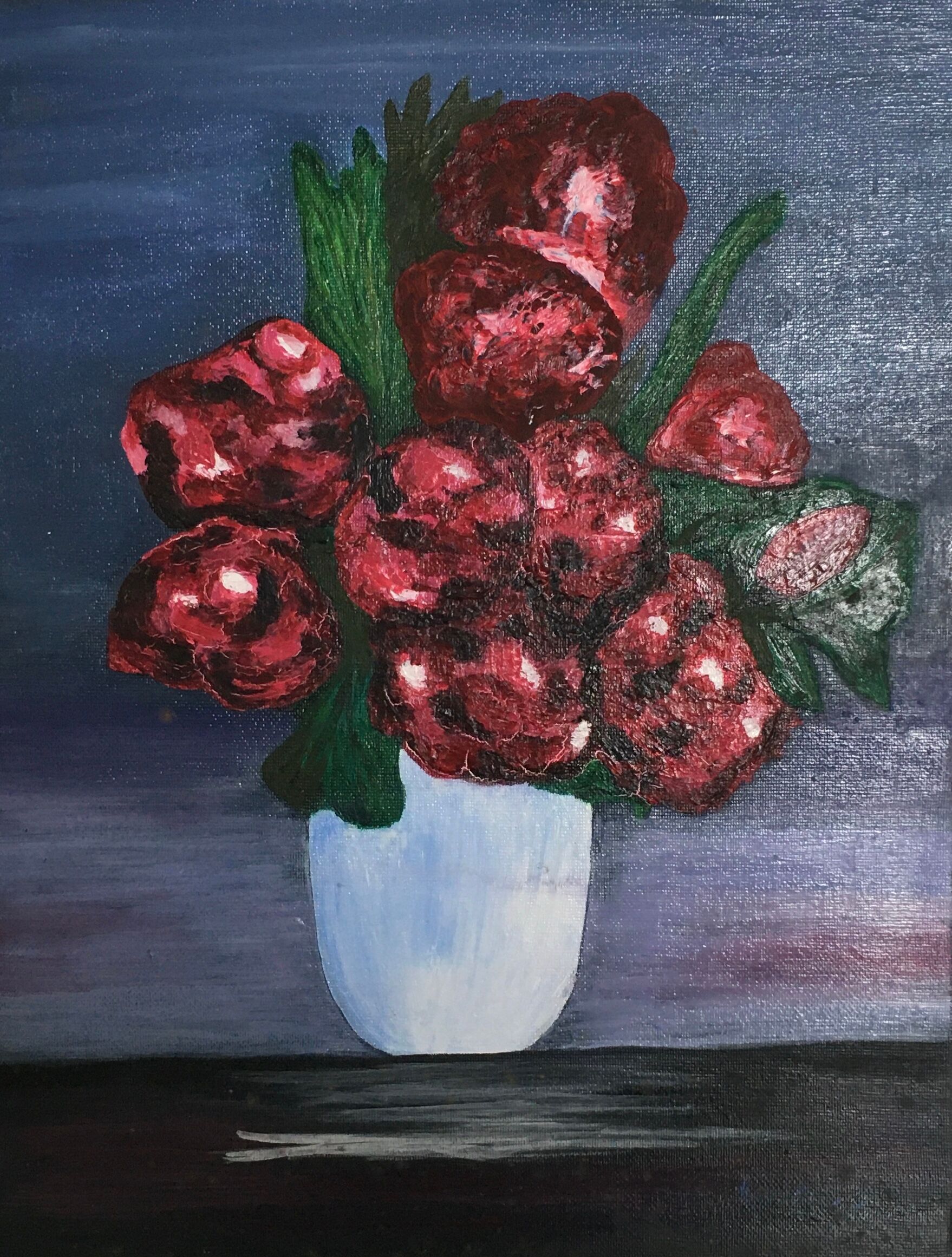 Tableau bouquet rouge