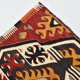 5x9 Faded Red Bohemian Kilim Rug, Wool Handknotted Rug, 148x259