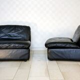 Paire chauffeuses cuir Ligne Roset 1980