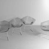 Rare Bertoia diamond chairs with ottoman for Knoll International, 1970s