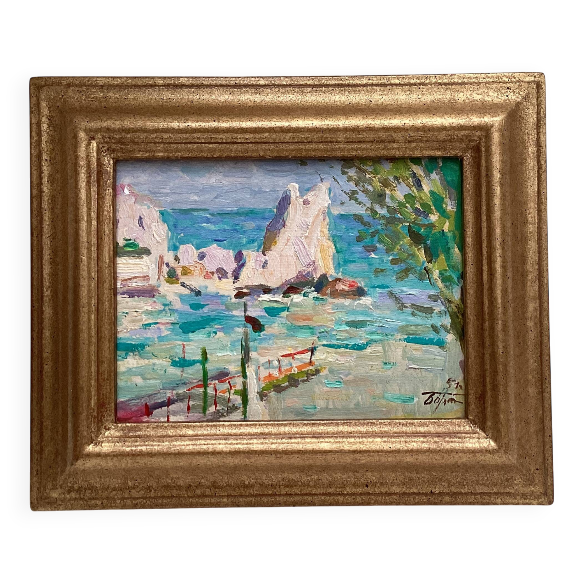 Signed painting Oil on cardboard dimensions: height -25cm- width -30cm-