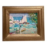 Signed painting Oil on cardboard dimensions: height -25cm- width -30cm-