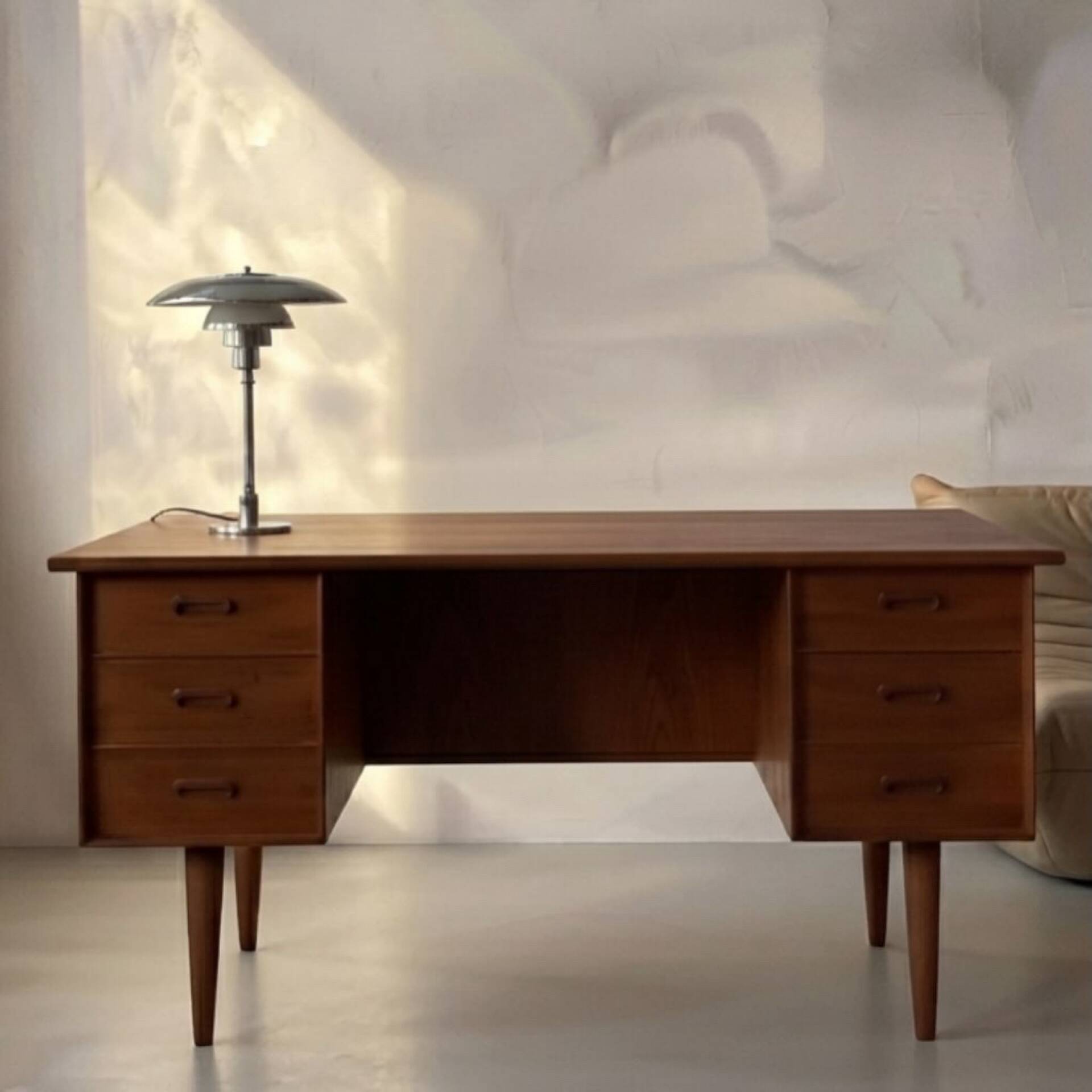 Vintage double-sided Danish teak desk