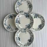 Set of 5 vintage earthenware flat plates