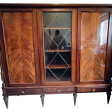 Solid cherry and lacquered mahogany veneer bookcase from the late 1950s