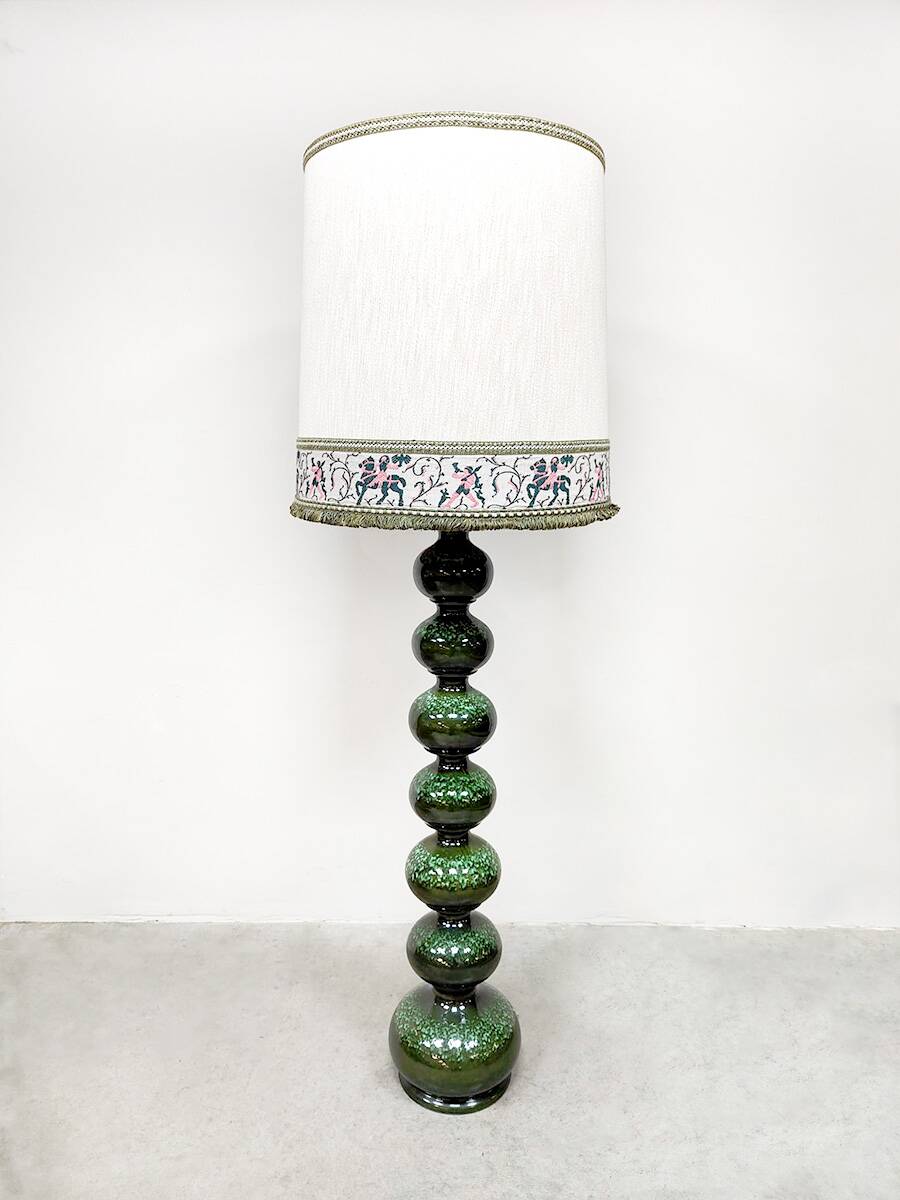 Vintage ceramic bubble floor lamp Kaiser Leuchten Idell 'Nature green'
