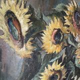 "Sunflowers" Oil on canvas signed