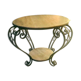 Table basse Art Déco en fer forgé a plateau de marbre XX siècle