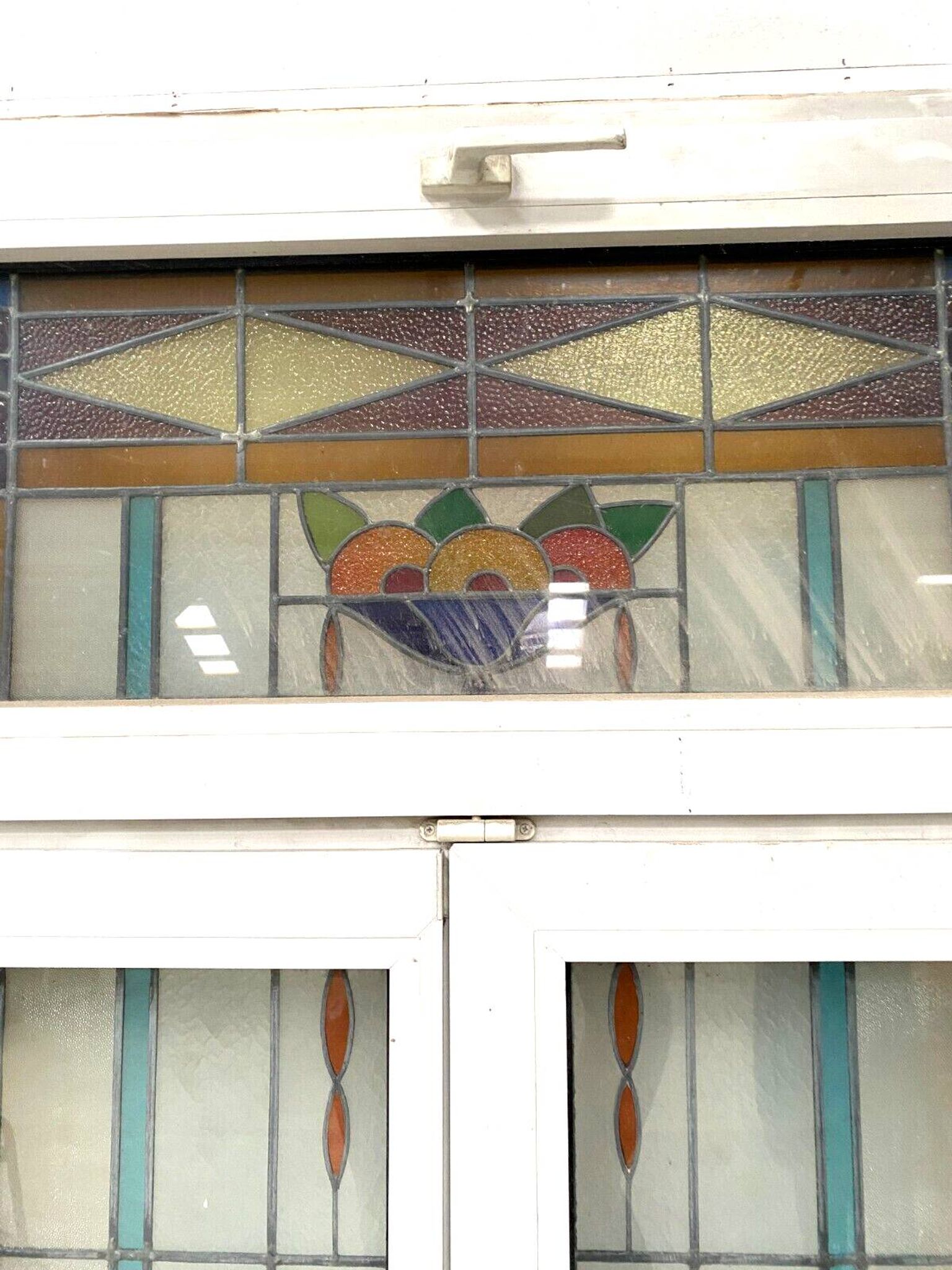 Paire de fenêtres a deux vantaux en vitrail Art Déco XX siècle
