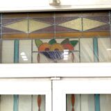 Pair of two-leaf windows in 20th century Art Deco stained glass